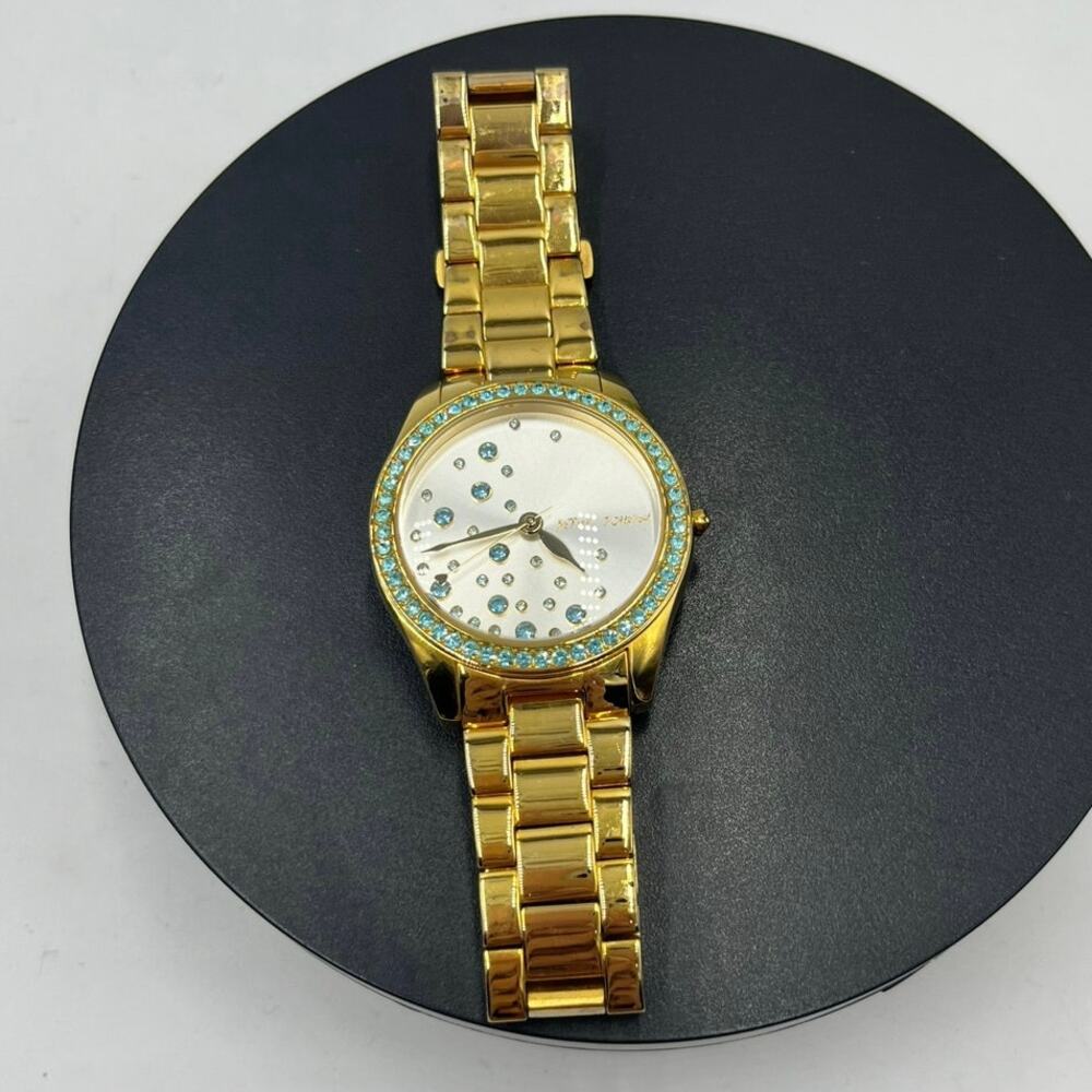 Betsey Johnson Watch Women 39mm Gold Tone Blue Crystals w
Band Links New Battery